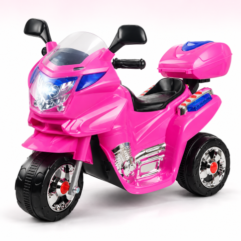 Motociclete electrice - Motocicleta Electrica pentru Copii HC8051 Pink, Acumulator 6V, 3 Roti, Lumini si Sunete, 3 ani+