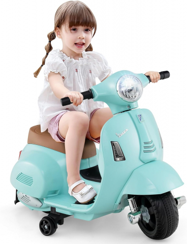 Motociclete electrice - Motocicleta electrica pentru copii, Mini Vespa GTS300, baterie 4mAh, TURCOAZ