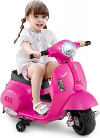 Motociclete electrice - Motocicleta electrica pentru copii, Mini Vespa GTS300, baterie 4mAh, ROZ