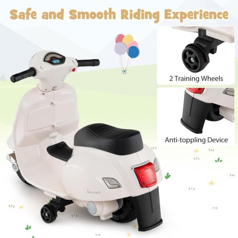 Motocicleta electrica pentru copii, Mini Vespa GTS300, baterie 4mAh, ALB [8]