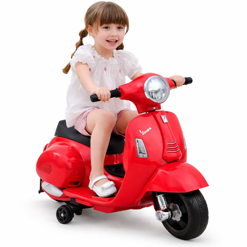 Vehicule electrice copii - Motocicleta electrica pentru copii, Mini Vespa GTS300, Rosu