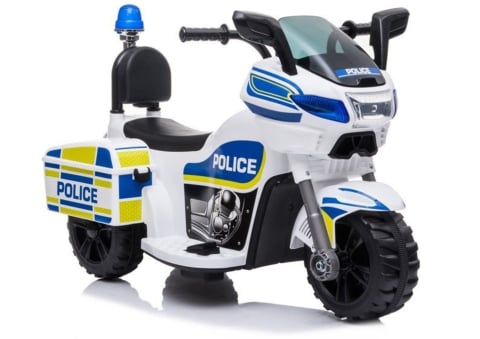 Vehicule electrice copii - Motocicleta electrica politie TR1912 Alba 6V pentru copii, 2 ani+