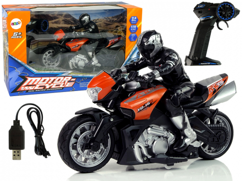 Motociclete R/C - motocicleta-rc-sport-portocalie-scara-1-10-2-4ghz-35m-Bebelul