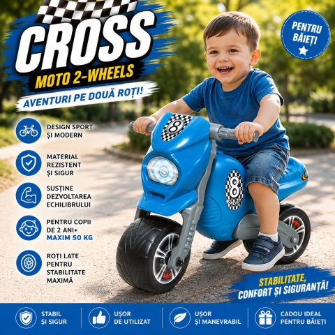 Motocicleta tip taxiu albastru pentru copii ride-on fara pedale [1]