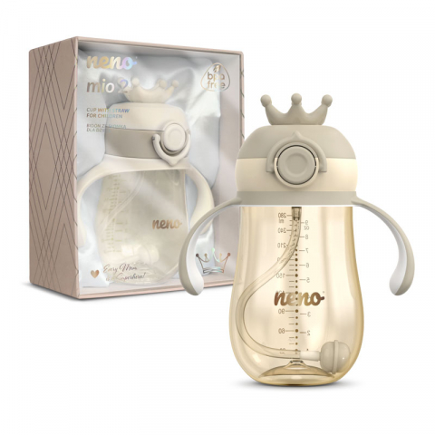 Bebelul - Sticlă Neno Mio 2 crem cu pai flexibil și capac, fără BPA [1]