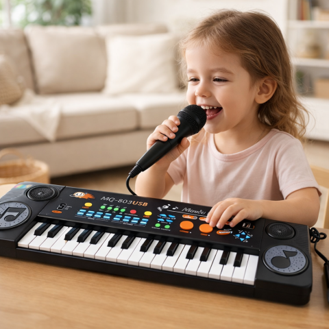 Jucarii Copii - Orga Electronica cu Microfon Multifunctionala pentru Copii