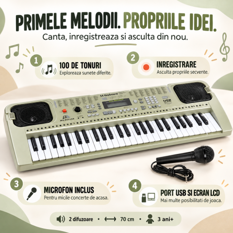 Orga muzicala electronica pentru copii MQ807 cu microfon si difuzoare [6]