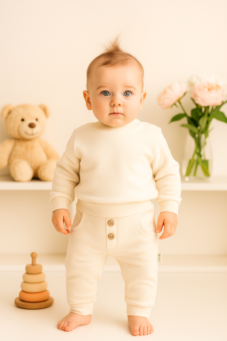 Imbracaminte - Pantaloni bebelusi din bumbac 100% Colbi Baby Wear CREM