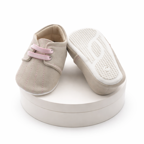 Pantofiori - Pantofiori brodati fetite bej roz BEBLUX