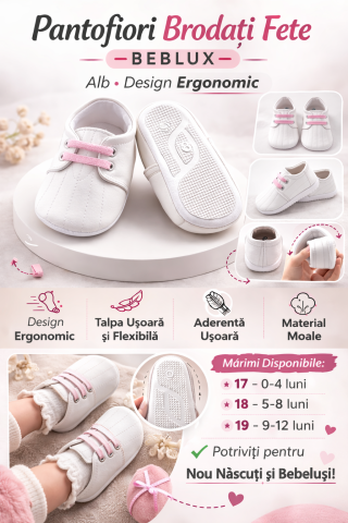 Pantofiori brodati fetite albi BEBLUX [2]