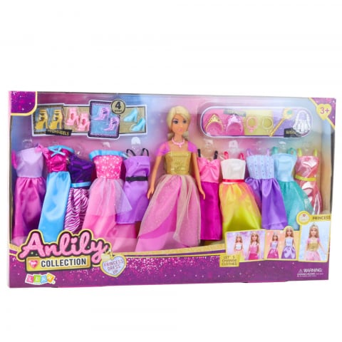 Papusa Anlily cu 10 rochii si accesorii de printesa - Jucarie fashion pentru fetite 24 buc. [3]