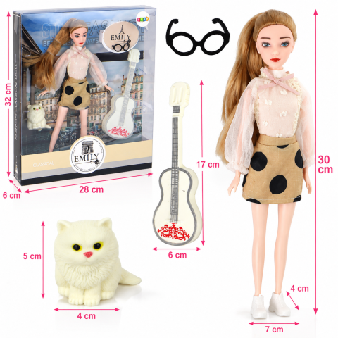 Jucarii - papusa-emily-chitara-ochelari-pisicuta-par-blond-lung-Bebelul