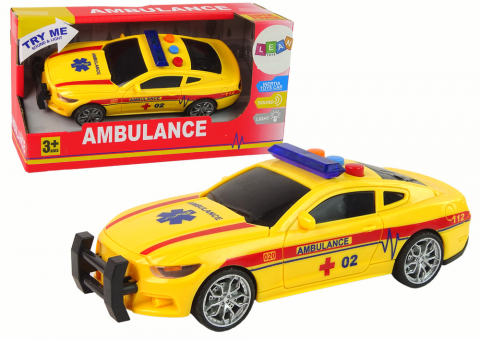 Jucarii Copii - masina-sport-ambulanta-galbena-lumini-sunete-Bebelul