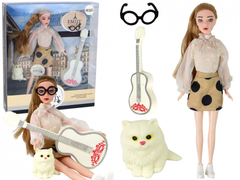 Papusi - papusa-emily-chitara-ochelari-pisicuta-par-blond-lung-Bebelul