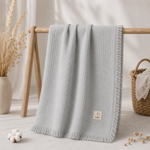 Paturici - Patura muselina bebelusi Colbi bumbac gri 110x110 cm 0-12 luni