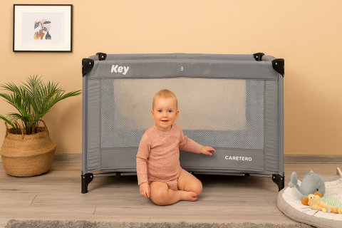 Camera Bebelusului - Patut De Calatorie KEY Grey cu Saltea si Geanta de Transport