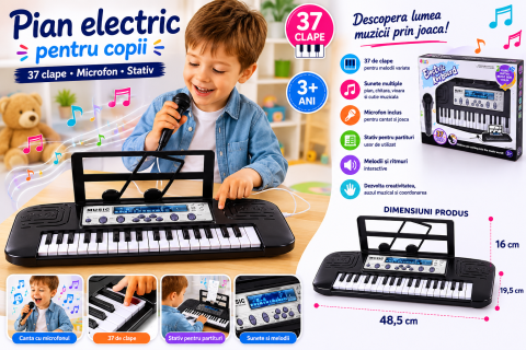 pian-electric-negru-copii-microfon-stativ-37-clape-Bebelul [3]
