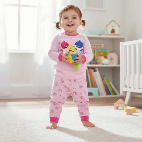 Imbracaminte - Pijama fetite Baby Shark cu licenta 12 luni+