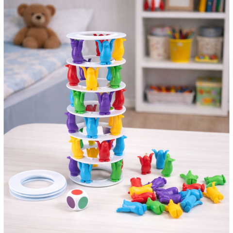 Pinguini nebuni pe turn joc arcade de familie colorat [3]