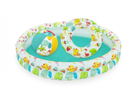 Piscina 3 in 1 cu minge si inel gonflabil 122 x 20 cm Bestway 51124 [2]