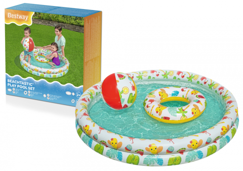 Piscine gonflabile - Piscina 3 in 1 cu minge si inel gonflabil 122 x 20 cm Bestway 51124