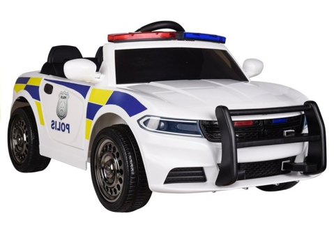 Vehicule electrice copii - Mașină electrică de Poliție JC 666, Albă, 12V, Telecomandă 2.4G