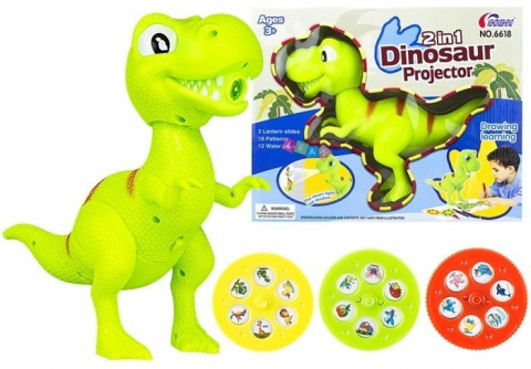 Jucarii Copii - Proiector creativ pentru copii – forma dinozaur, 18 modele, cu pixuri si caiet inclus