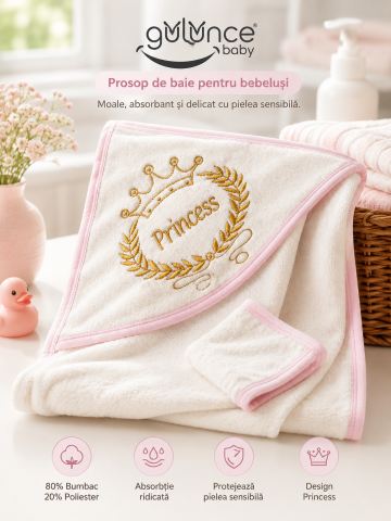 Igiena si ingrijire - Prosop cu gluga pentru bebelusi, RUKEN BEBE, roz, 1-12 luni, 75x75 cm