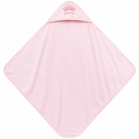 Prosop cu gluga pentru fetite Princess, broderie coroana, GULUNCE BABY, 1-2 ani, 75x75 cm [2]