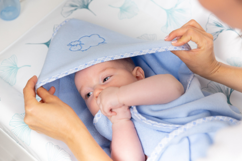 Prosop de baie cu gluga, pentru bebelusi 100% bumbac, Sensillo [12]