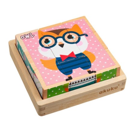 Puzzle din cuburi de lemn Akuku (6 IMAGINI DIFERITE) [3]