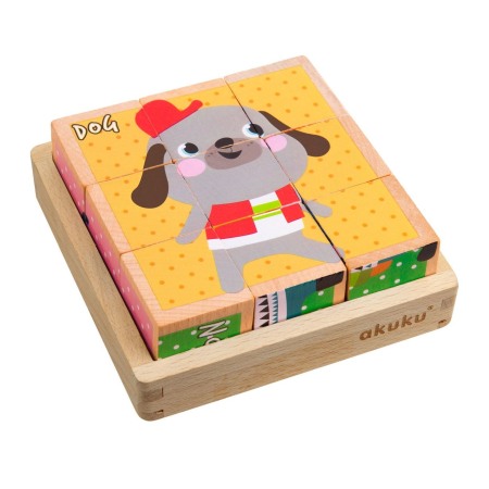 Puzzle din cuburi de lemn Akuku (6 IMAGINI DIFERITE) [2]