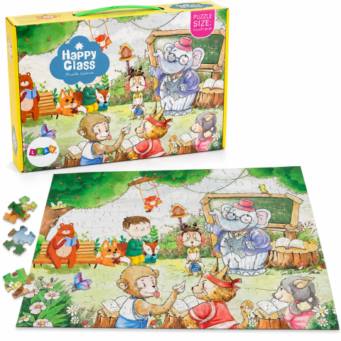 Jucarii - puzzle-copii-scoala-animalelor-100-piese-educativ-Bebelul