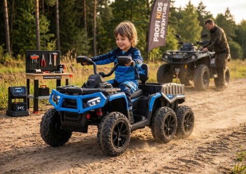 Quad ATV Electric 24V 4x4 cu Remorca, 6 Roti EVA, 4 Motoare 200W, Telecomanda 2.4G, Bluetooth, Albastru, JC606, 3 ani+ [1]