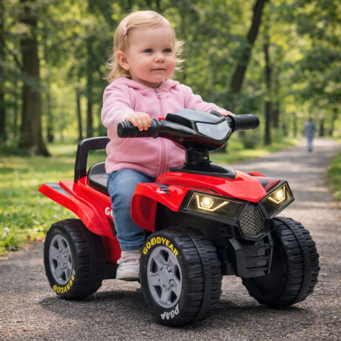 Ride-on - Masinuta Ride-On Quad pentru copii lumini si sunete rosu, fetite, 18 luni+ max 25 kg