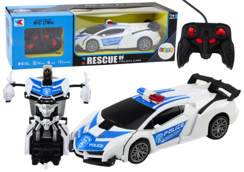 Jucarii cu telecomanda (RC) - Robot cu telecomanda 2in1 Masina de Politie cu sunete