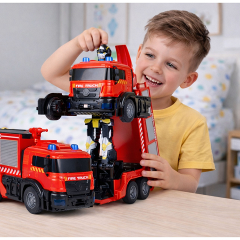 Robot cu telecomanda Masina de pompieri 2 in 1 cu apa si lumini, 6 ani+ [4]