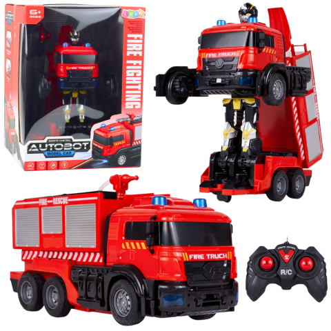 Jucarii cu telecomanda (RC) - Robot cu telecomanda Masina de pompieri 2 in 1 cu apa si lumini, 6 ani+