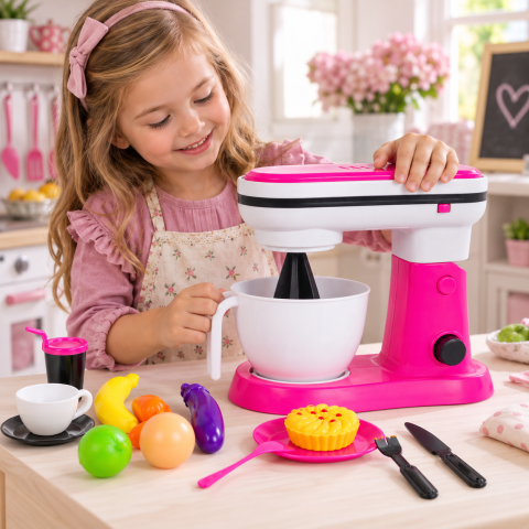 Robot de bucatarie My Little Home pentru copii, cu bol, mixer rotativ, fructe si accesorii, 3 ani+ [1]