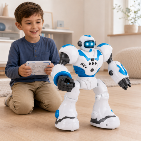 Robot interactiv educational cu telecomanda 2,4 GHz, 16 functii, lumini si sunete, 3 ani+ [1]