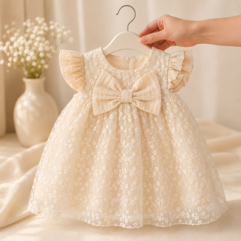 Rochita eleganta bebe somon cu fundita mymio [1]