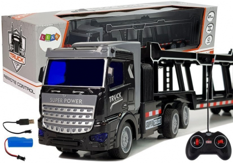 Lichidare de stoc - camion-telecomanda-negru-remorca-efecte-luminoase-Bebelul
