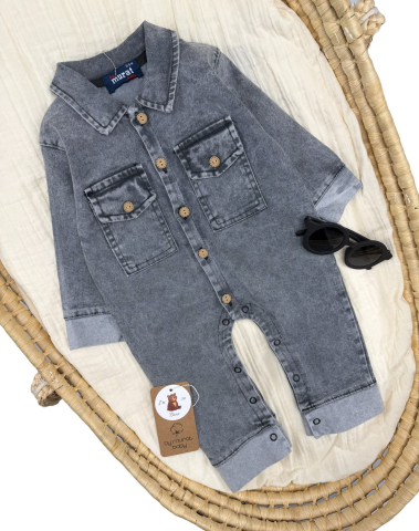 Salopeta blugi gri bebelusi baieti cu buzunare Murat [1]