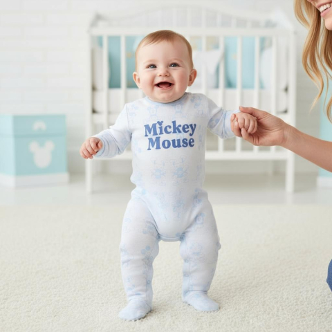 Salopeta Body Mickey Mouse din bumbac [2]