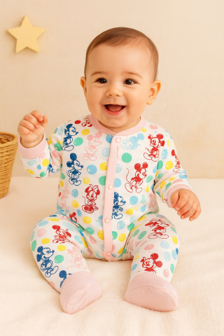 Salopete body-uri - Salopeta Body Minnie Mouse din bumbac MULTICOLOR