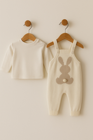 Salopeta tricotata pentru Bebelusi 6-9-12 Luni Iepure miniKay [2]