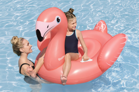 Piscine copii - Saltea gonflabila copii flamingo ROZ 138x107 cm Bestway 41525