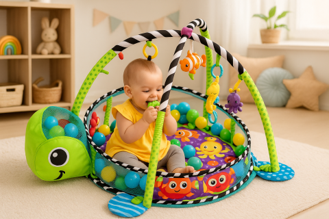 Saltelute si centre de activitati - Salteluta interactiva 3in1 testoasa bile colorate Bebelul