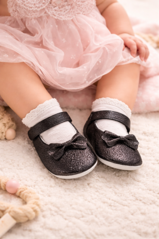 Sandale - Sandale fetite BEBLUX negru glitter funda