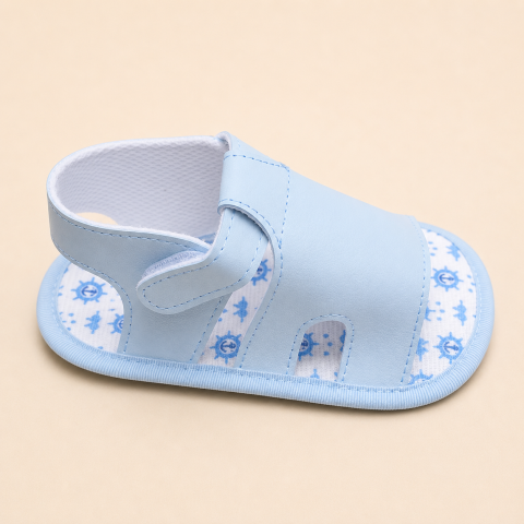 Sandalute bebe Funny Baby talpa moale albastre 0-12 luni [1]